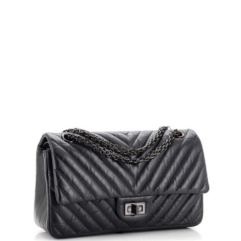 Chanel So Black Reissue 2.55 Flap Bag Chevron .